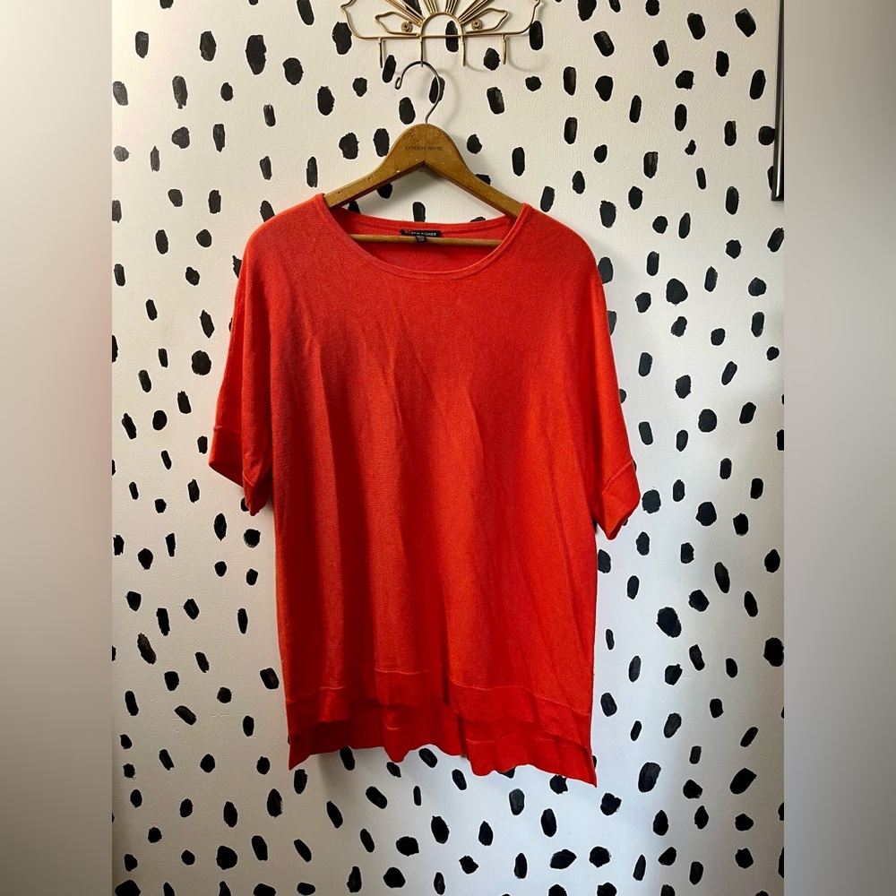Eileen Fisher drop shoulder orange tunic top